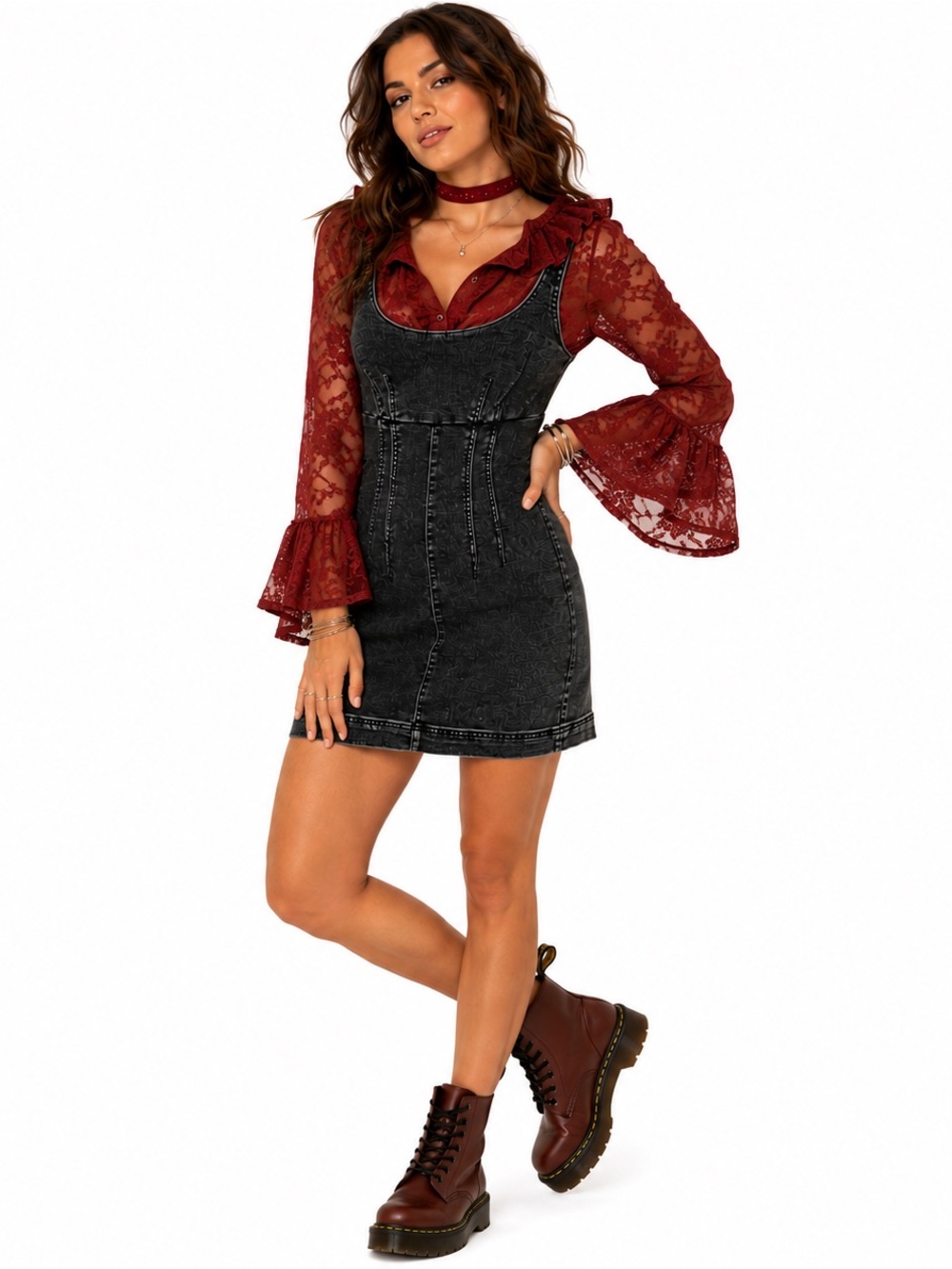 No Boundaries Contour Stitch Denim Dress Womens SZ XS Bodycon Dainty Coquette